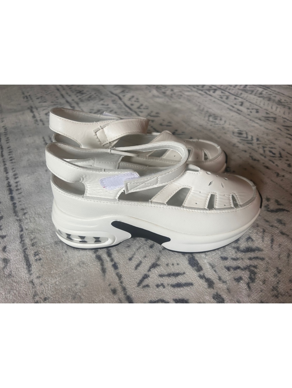 White Platform Fisherman Sandals with Velcro Strap